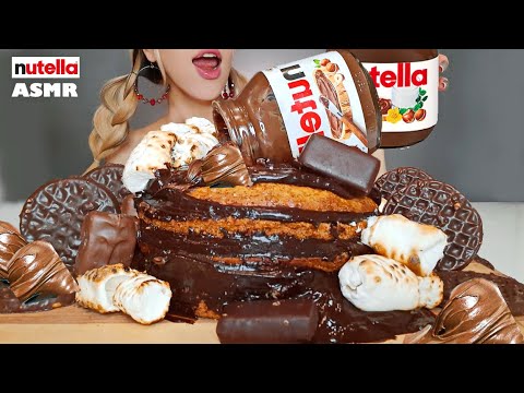 ASMR NUTЕLLA CHOCOLATЕ CANDY BARS CAKE MUKBANG (EATING SOUNDS)