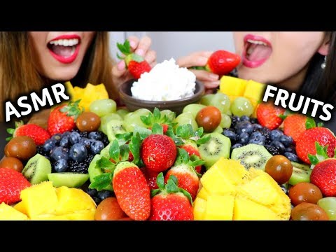 ASMR FRUIT PLATTER & WHIPPED CREAM 과일 리얼사운드 먹방 フルーツ buah फल trái cây | Kim&Liz ASMR
