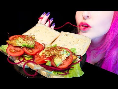 ASMR: Spicy Chili Tofu Sandwiches w/ Hummus & Beetroot ~ Relaxing Eating Sounds [No Talking|V] 😻