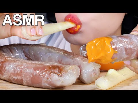 ASMR Kielbasa Sausage & Cheese Wrapped in Rice Paper 라이스페이퍼 킬바사, 스트링치즈 먹방 Eating Sounds Mukbang