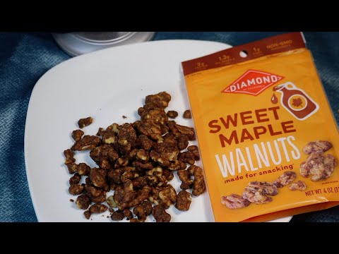 Trying Diamond Sweet Maple Walnuts ASMR Eating Sounds