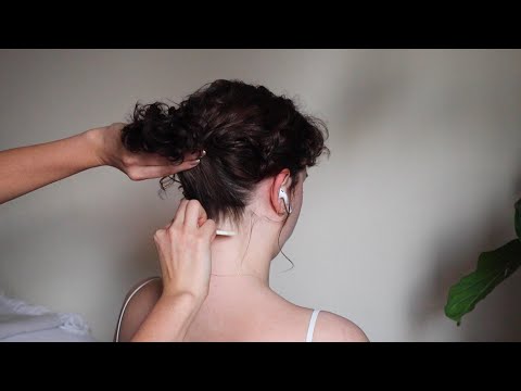 ASMR curly hair play session on Kendall (chopsticks "scalp inspection", nape focus, light touch)