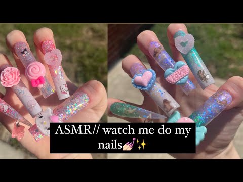 ASMR//watch me do my nails (talking, tapping, nail sounds)💅🏻✨