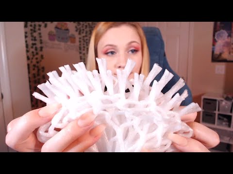 ASMR Up Close Sticky Foam Tapping (tingly visuals)