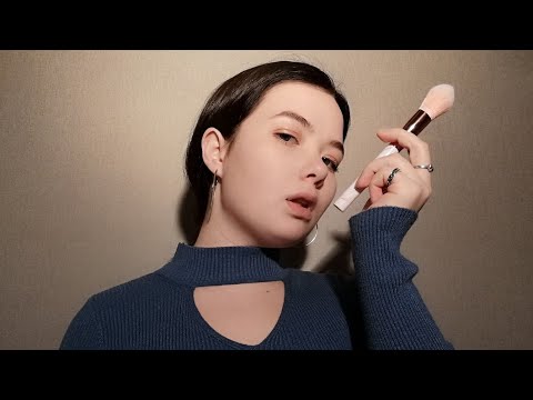 ASMR Brushing Your Face (Mouth Sounds + Personal Attention)💫💙