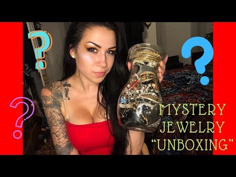 (ASMR) Mystery Goodwill Jewelry Jar Unboxing. Whispered, tapping, chains, tape
