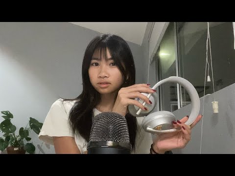 ASMR tapping on headphones and various items