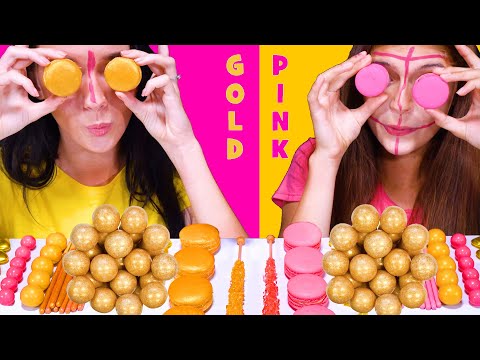 Pink Food VS Gold Food Challenge | EATING SOUNDS LILIBU