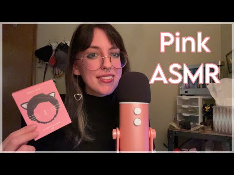 ASMR Pink Triggers ~ tapping, up close whispers