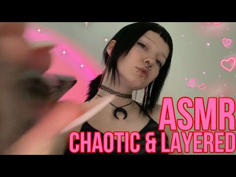 Fast, chaotic & layered ASMR (mouth sounds, hand movements, tapping)