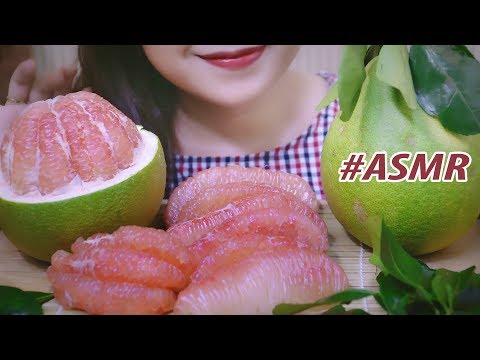 ASMR Green skin pomelo , CRUNCHY JUICY EATING SOUNDS | LINH-ASMR