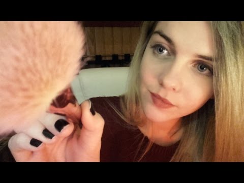 ASMR l *Brushing your face* soft english trigger words and relaxing rain