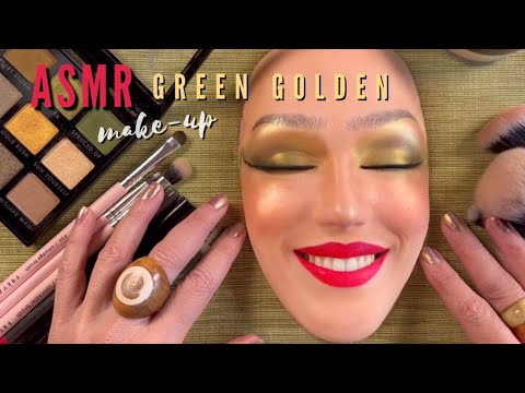 ASMR Whispering Intenso 💄TRUCCO FORESTA DORATA Green Golden Glam Make-up su Mannequin