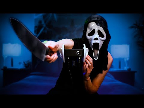 Ghost Face ASMR (tapping, mouth sounds, visual triggers, ear rubbing)