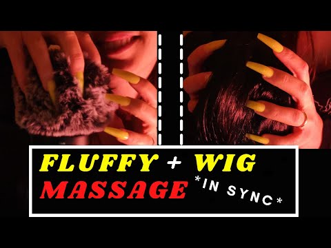 ASMR - FAST AND AGGRESSIVE SCALP SCRATCHING MASSAGE WIG and FLUFFY cover in sync