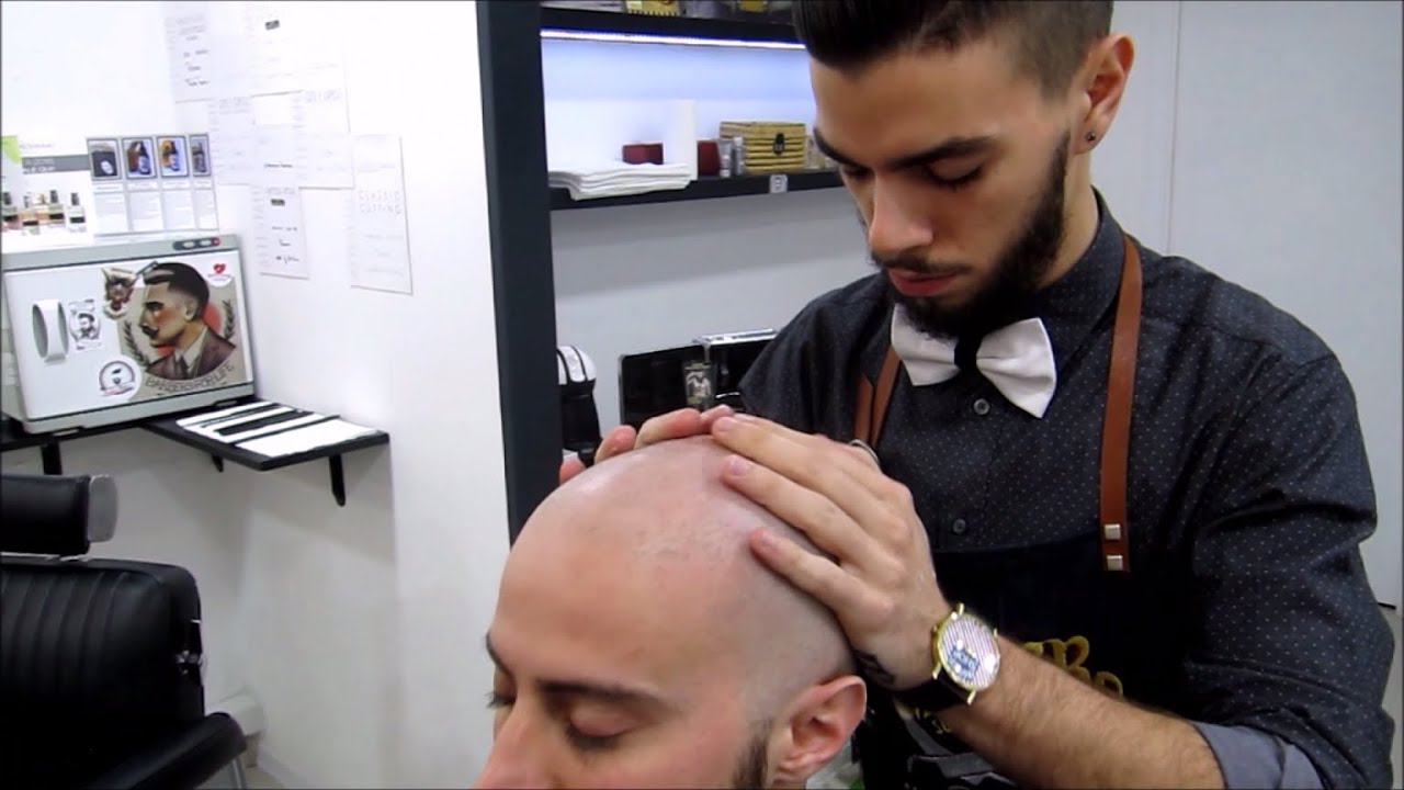 Head shave and Massage with towel - Young Italian Barber - Binaural ASMR - no talking