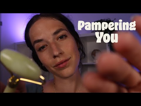 ASMR Friend Pampers You After A Stressful Day 🧴✨ (up close personal attention, skin care)