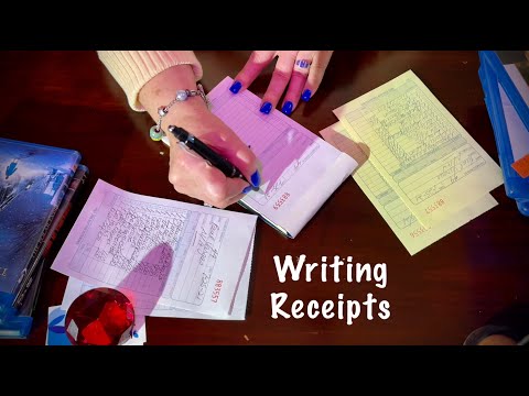 ASMR Request/Writing out receipts (No talking) Ball point pen/paper shuffling/Dangly charm bracelet.