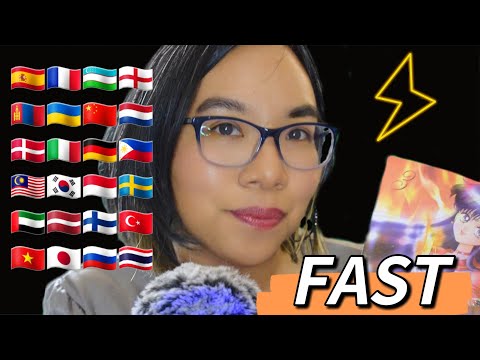 ASMR FAST IN DIFFERENT LANGUAGES (Fast & Aggressive Book Tapping, Whispering) ⏩⚡ [24 Languages]