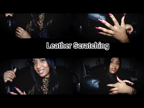 [ASMR] Scratching & Rubbing Black Fur Leather Jacket With Lots of Hand Movements 🖤