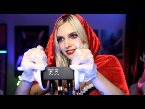 ASMR Little Red Riding Hood 💃 Story, Latex Gloves & Lotion Intense Ear Cupping, Cat Purrs, Brushing