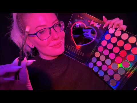 ASMR applying eyeshadow to you while rummaging and over explaining palettes