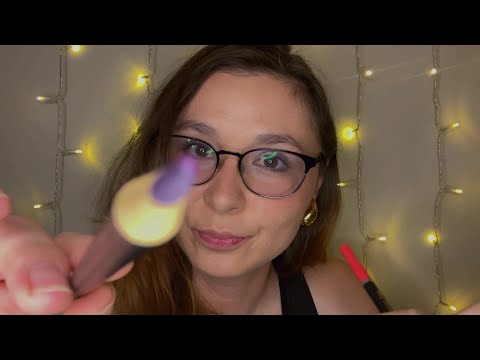 asmr spraying your face, tracing your face, and coloring your face