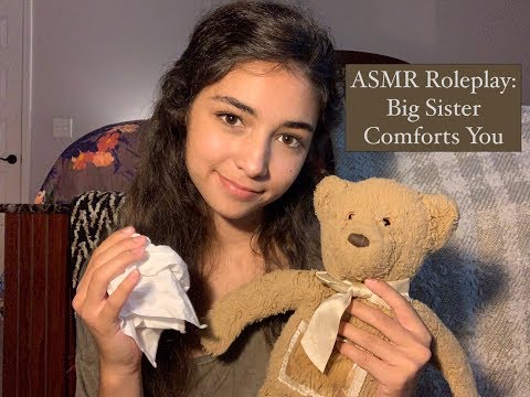 Whispered ASMR Roleplay || Big Sister Comforts You (Personal Attention, Eyebrow Plucking, Lip Gloss)