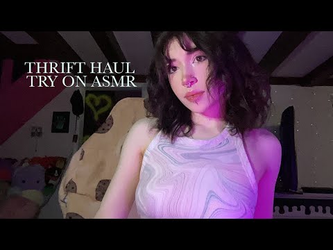 Thrift Store Try On Haul ASMR | Fabric Scratching, Whispering, Mic Scratching, Mic Rubbing, Rambling