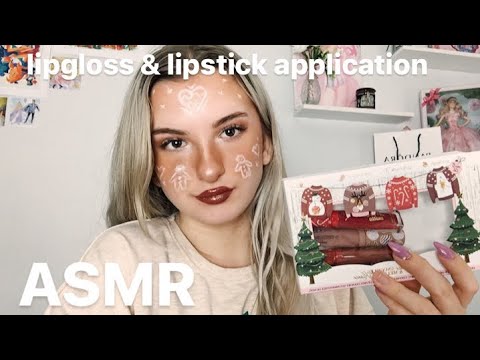 ASMR: lipgloss/lipstick application (Xmas themed) 🎄🎉