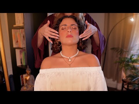 ASMR whispered 😴 100% soft touch (face tracing, shoulders, neck & energy healing) w/music