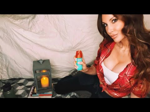 ASMR/Camping/rain sounds/Applying Lotion to your Bug Bites/up close personal attention