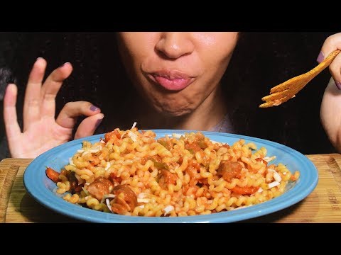 ASMR Meaty Girl Chicken Pasta (Eating Sounds) | Nomnomsammiegirl