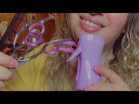 ASMR| Rude gum chewing hairstylist gives you a quick haircut after you chopped most of your hair 😳