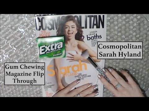 ASMR Gum Chewing Magazine Flip Through | Cosmopolitan | Sarah Hyland | Close Whisper | Page Turning