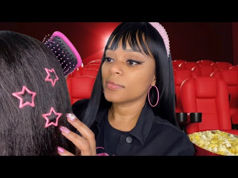 ASMR | 🍿 Girl Who Is Secretly OBSESSED With You Plays With Your Hair At Barbie Movie