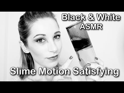 Satisfying Slime ASMR . Black and White Video . Slime motion . Inaudible   Glass tapping