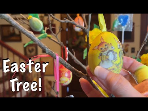 ASMR Making an Easter Tree! (No talking) Paper & Plastic crinkles/Relaxing sounds of crafting.