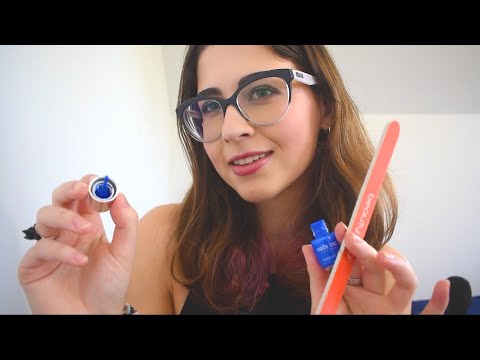 ASMR | Chatty Friend Does Your Nails RP | Gum Chewing | Whispering, Mouth Sounds