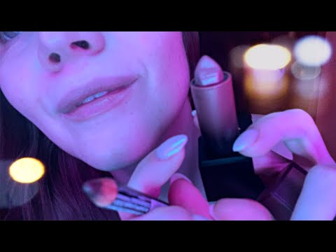 Asmr 🌙UpClose Lipstick Application | Wet Mouth Sounds and Inaudible