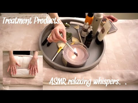 ASMR Products/Tools I use for a treatment | Towel folding, tapping and whisper spoken.