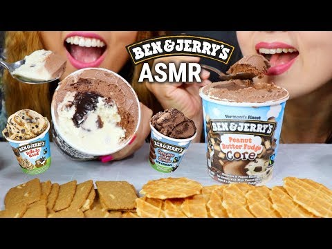 ASMR EATING BEN AND JERRY'S ICE CREAM PINTS + CRUNCHY COOKIES | Kim&Liz ASMR