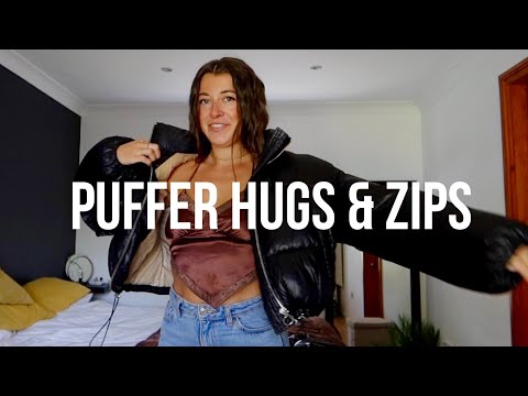 Puffer Jacket Hugs & Zipper sounds ASMR whisper putting leather jacket on you