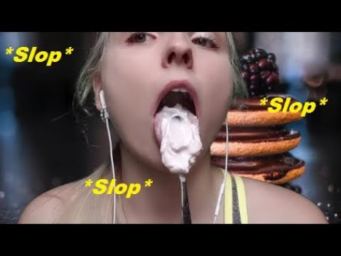 ASMR Sloppy Yogurt Eating - Pop Corn Crunching - Deep Intense Mouth Sounds