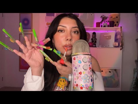 ASMR trying to do my makeup with 3 inch press on nails 💅 ... again