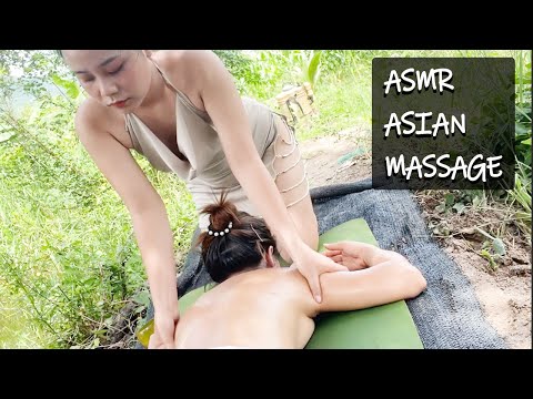 [Nature ASMR Asian masage] Get her professional massage at the recreational forest. back part