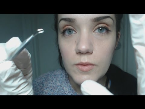 ASMR Facial Extraction Role Play - Latex, Whispering, Close Up