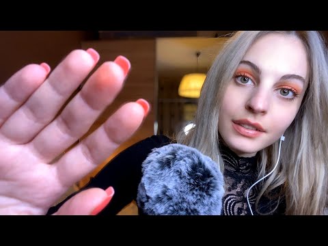 ASMR| Slow Face Touching & Invisible Scratching (while scratching fluffy mic cover)  🤍🤍