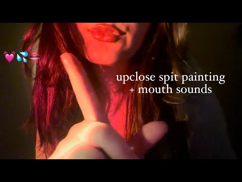 ASMR✨ upclose spit painting + mouth sounds💦👄 (no talking) 💓