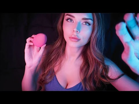 ASMR Doing Your Your Makeup ❤️(Face Touching + Whispers + Tapping + Scratching)